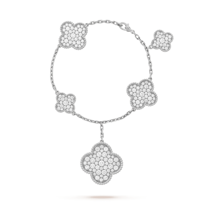 [⭐Lioran]CLOVER 6 MOTIFS SILVER DIAMOND BRACELET