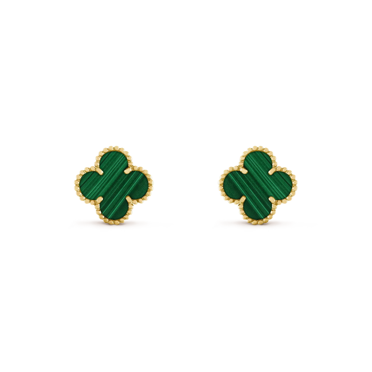 [⭐Lioran]CLOVER MEDIUM 1 MOTIFS MALACHITE  EARRINGS