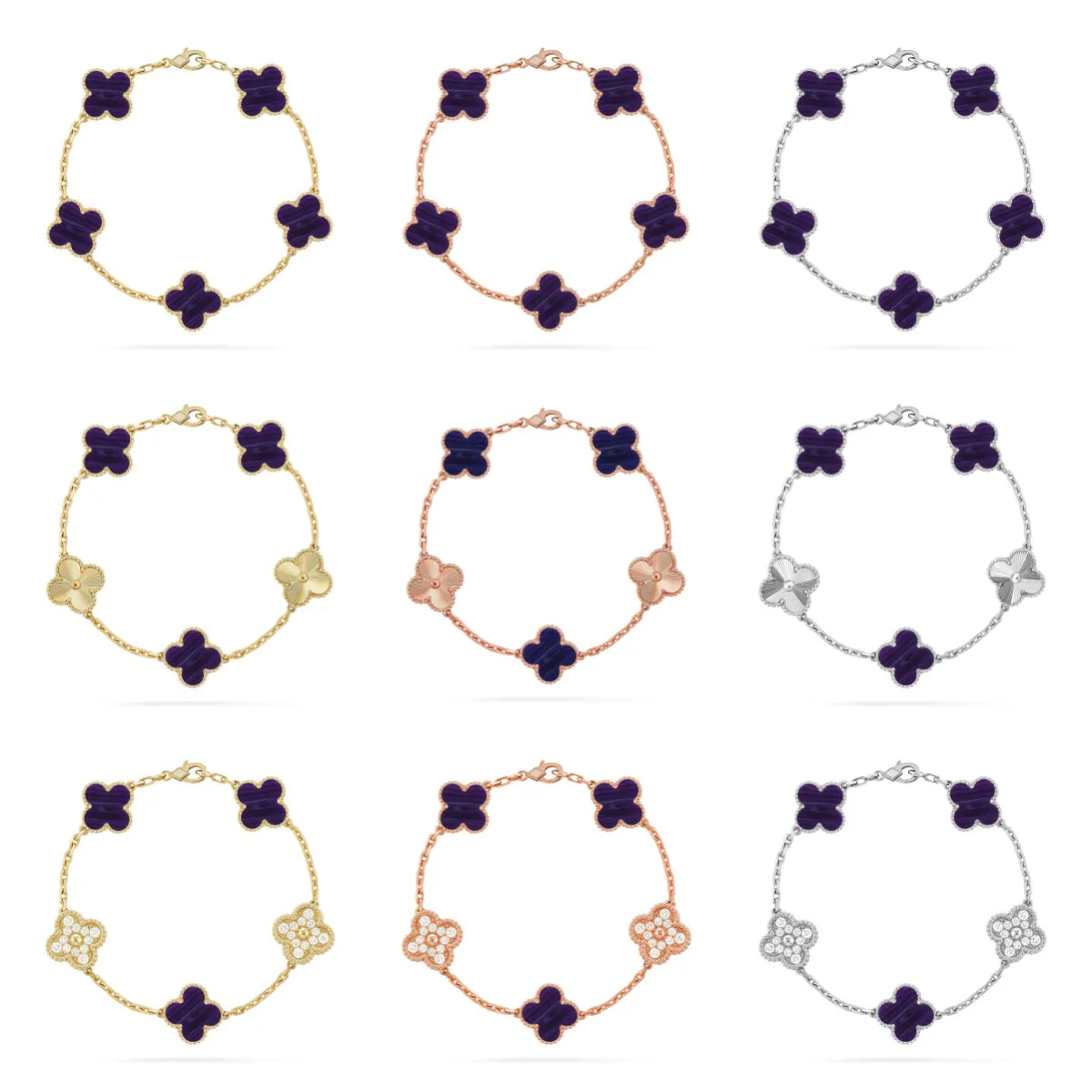 [⭐Lioran]CLOVER 5 MOTIF PURPLE STRIPES BRACELET COLLECTION