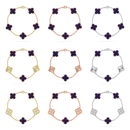 [⭐Lioran]CLOVER 5 MOTIF PURPLE STRIPES BRACELET COLLECTION