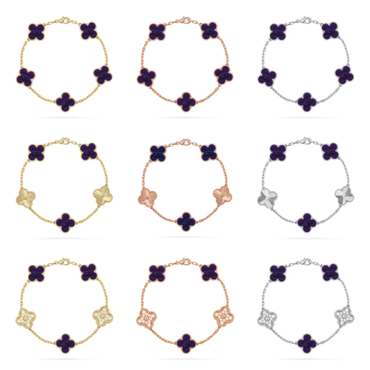 [⭐Lioran]CLOVER 5 MOTIF PURPLE STRIPES BRACELET COLLECTION