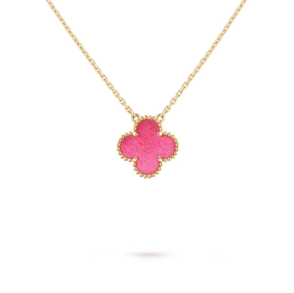 [⭐Lioran] NEW CLOVER 15MM PINK ENAMEL NECKLACE