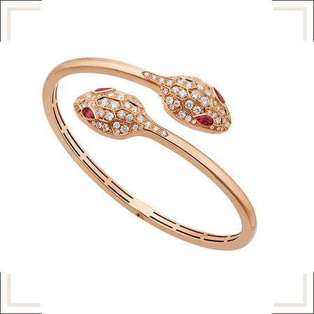 [⭐Lioran]SERPENTI BRACELET PINK GOLD DIAMOND DOUBLE SNAKE