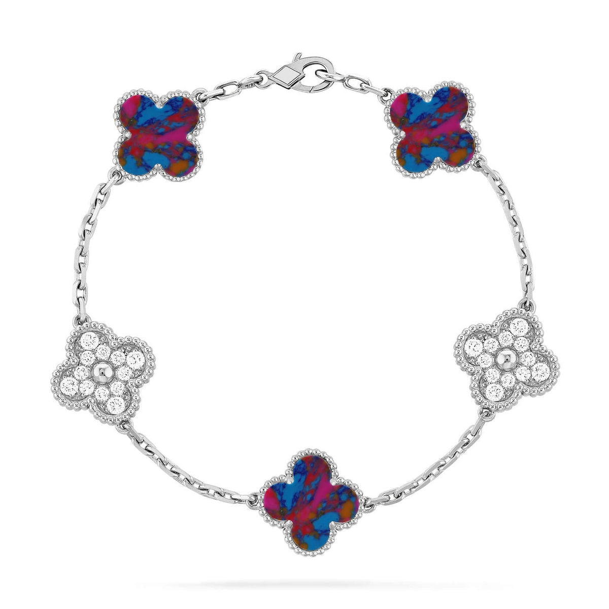 [⭐Lioran]CLOVER 5 MOTIF COLOR GEMSTONES BRACELET COLLECTION