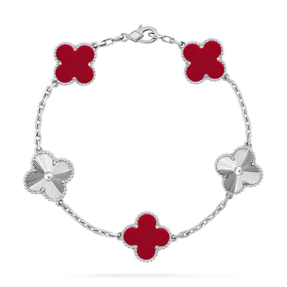 [⭐Lioran] CLOVER 5 MOTIF RED CORNELIAN BRACELET COLLECTION