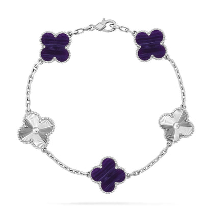 [⭐Lioran]CLOVER 5 MOTIF PURPLE STRIPES BRACELET COLLECTION