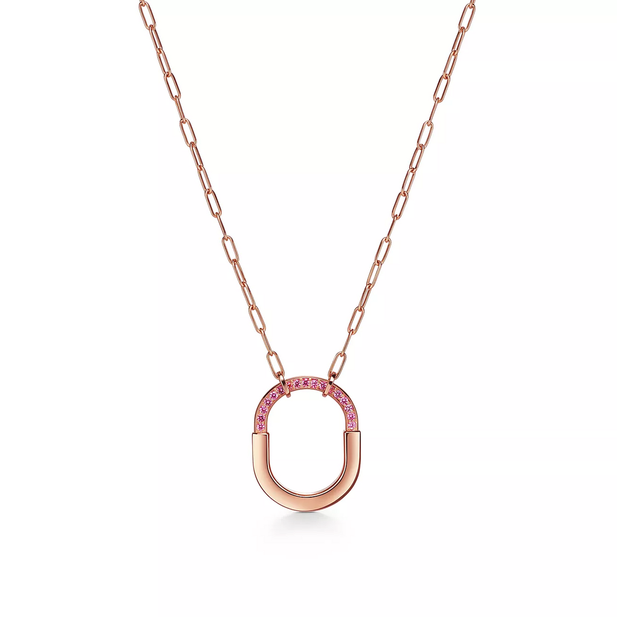 [Lioran]LOCK MEDIUM PENDANT PINK DIAMOND PINK GOLD NECKLACE