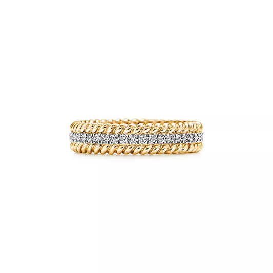 [Lioran]ROPE TWO-ROW GOLD DIAMOND RING