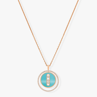 [⭐Lioran]Demo MOVE 3 DIAMONDS TURQUOISE PINK GOLD DIAMOND NECKLACE