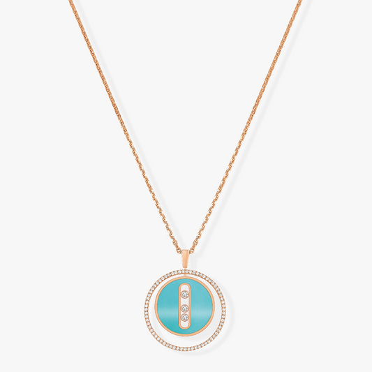 [⭐Lioran]Demo MOVE 3 DIAMONDS TURQUOISE PINK GOLD DIAMOND NECKLACE