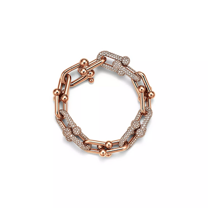 [Lioran]HARDWEAR LARGE LINK PINK GOLD PAVED DIAMOND BRACELET