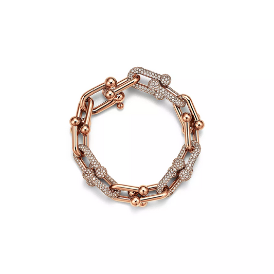 [Lioran]HARDWEAR LARGE LINK PINK GOLD PAVED DIAMOND BRACELET