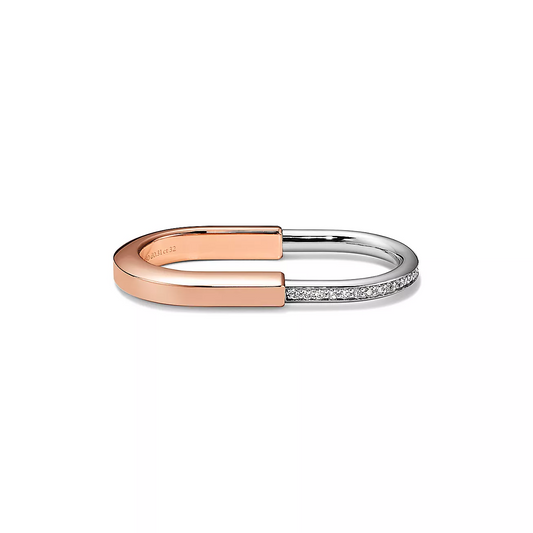[Lioran]LOCK RING TOW-FINGER ROSE AND WHITE GOLD DIAMONDS
