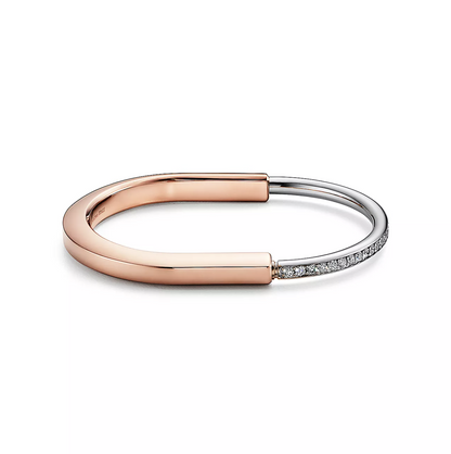[Lioran]LOCK BRACELET ROSE AND WHITE GOLD DIAMOND