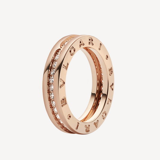 [⭐Lioran]ZERO 1 ONE-BAND PAVED DIAMONDS ON THE SPIRAL RING