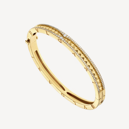 [⭐Lioran]ZERO 1 SPIRAL AND PAVED DIAMOND GOLD BRACELET