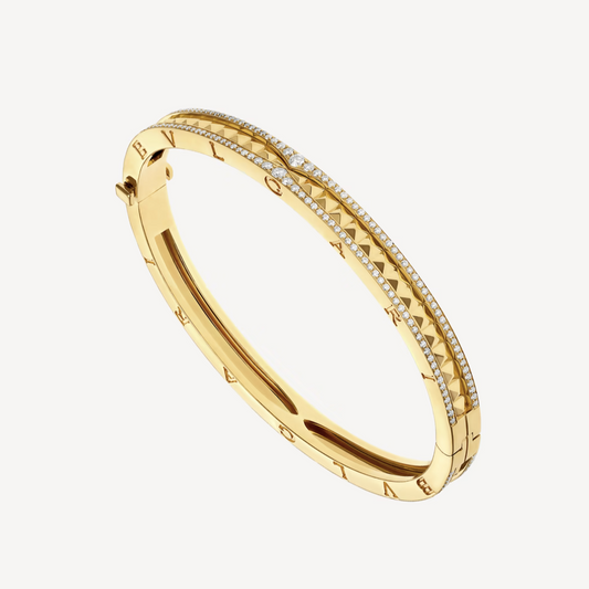 [⭐Lioran]ZERO 1 SPIRAL AND PAVED DIAMOND GOLD BRACELET