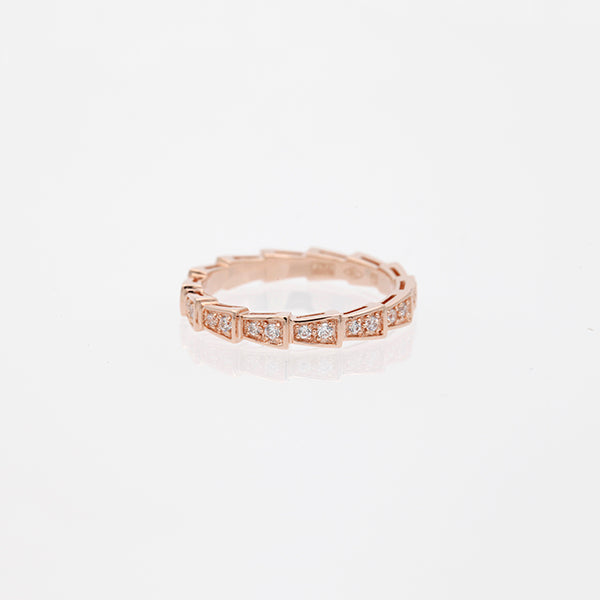 [⭐Lioran]SERPENTI RING PINK GOLD DIAMOND PAVED 3MM