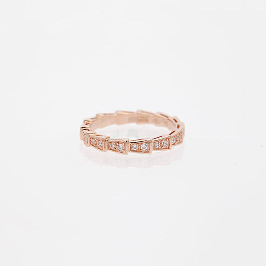 [⭐Lioran]SERPENTI RING PINK GOLD DIAMOND PAVED 3MM