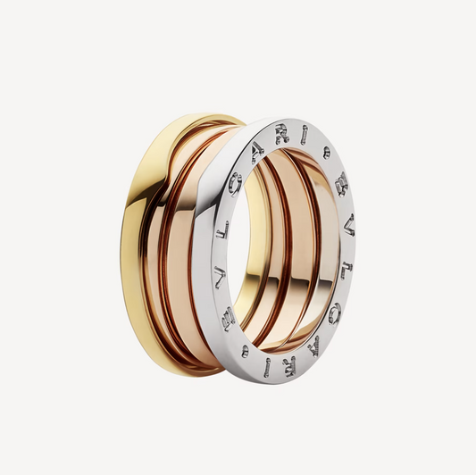[⭐Lioran]ZERO 1 THREE-BAND ROSE WHITE AND YELLOW RING