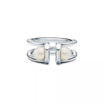 [Lioran]DOUBLE PEARL SILVER RING