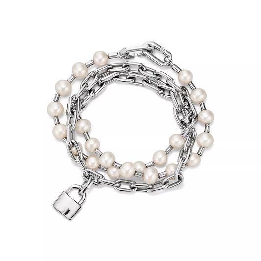 [Lioran]PEARL LOCK SILVER BRACELET