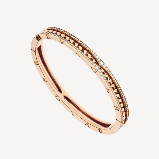 [⭐Lioran]ZERO 1 SPIRAL AND PAVED DIAMOND PINK GOLD BRACELET
