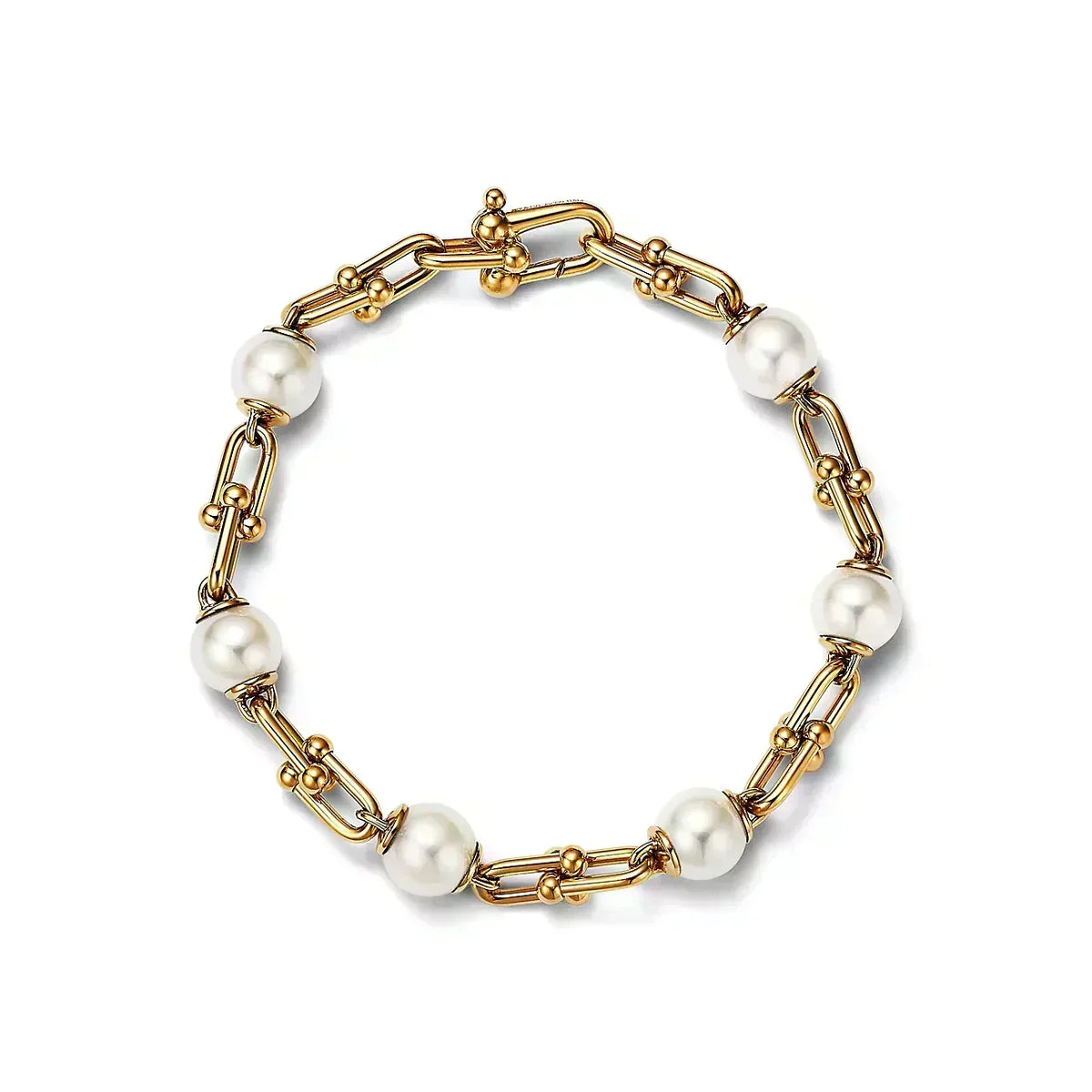 [Lioran]LINK BRACELET GOLD WITH FRESHWATER PEARLS