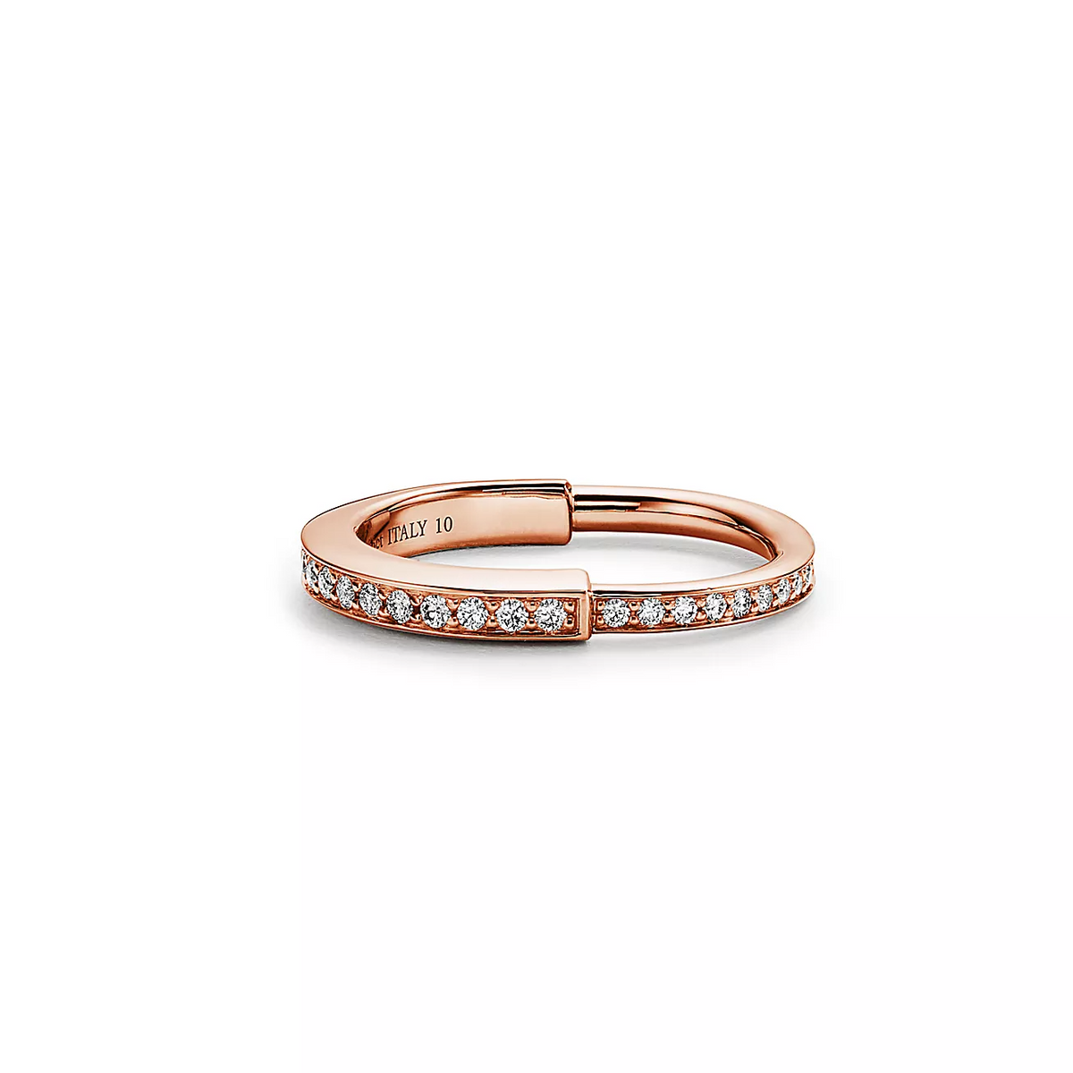 [Lioran]LOCK RING PINK GOLD DIAMOND PAVED