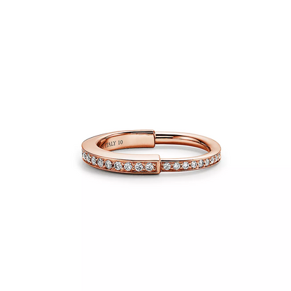 [Lioran]LOCK RING PINK GOLD DIAMOND PAVED