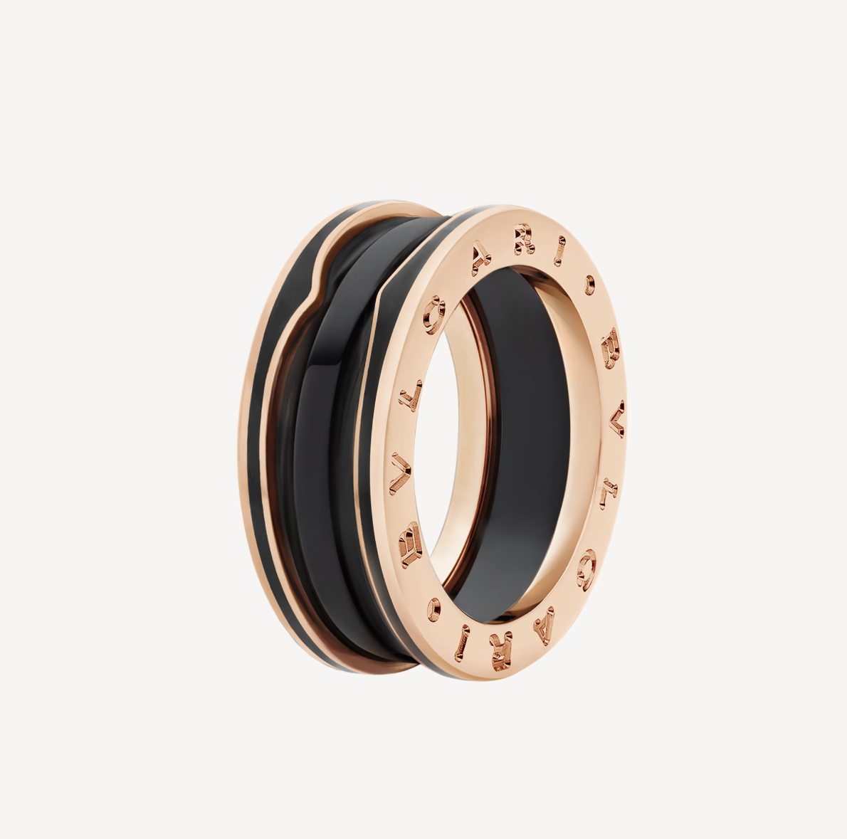 [⭐Lioran]ZERO 1 TWO-BAND WITH MATTE BLACK CERAMIC PINK GOLD RING