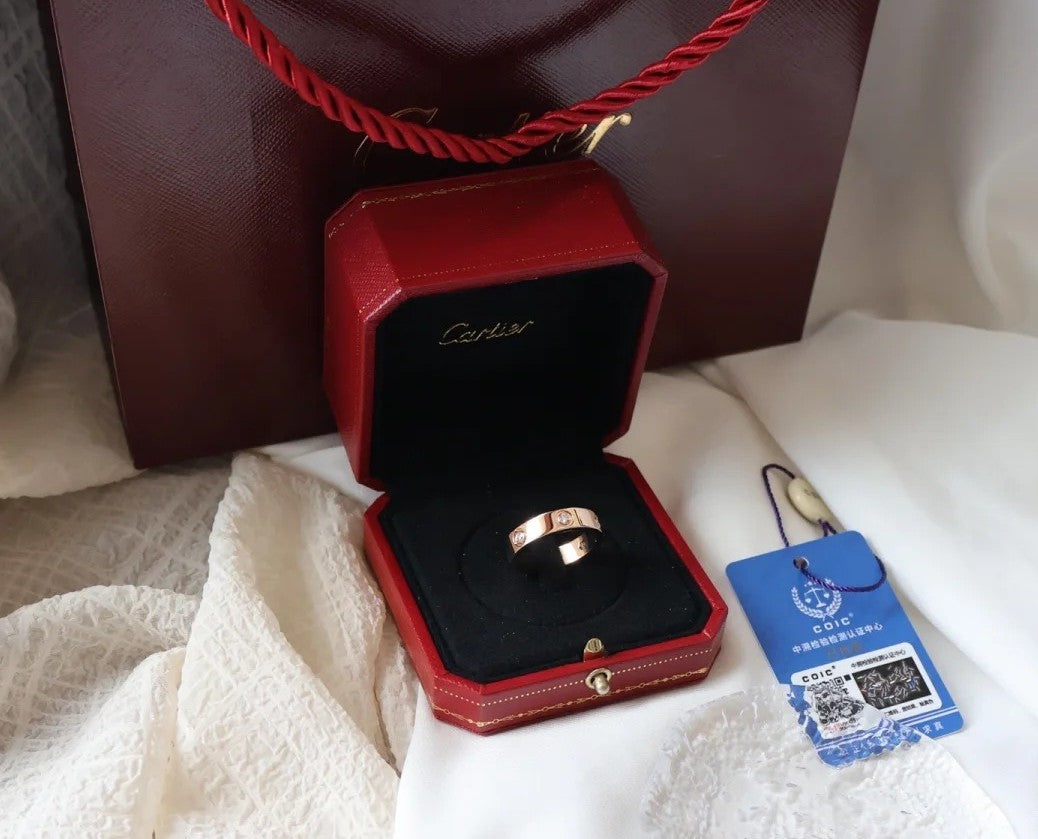 [⭐Lioran]LOVE RING 5.5MM 6 DIAMONDS PINK GOLD