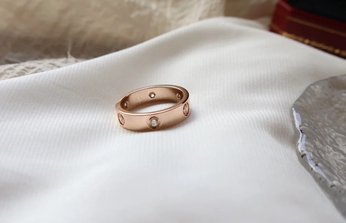 [⭐Lioran]LOVE RING 5.5MM 6 DIAMONDS PINK GOLD