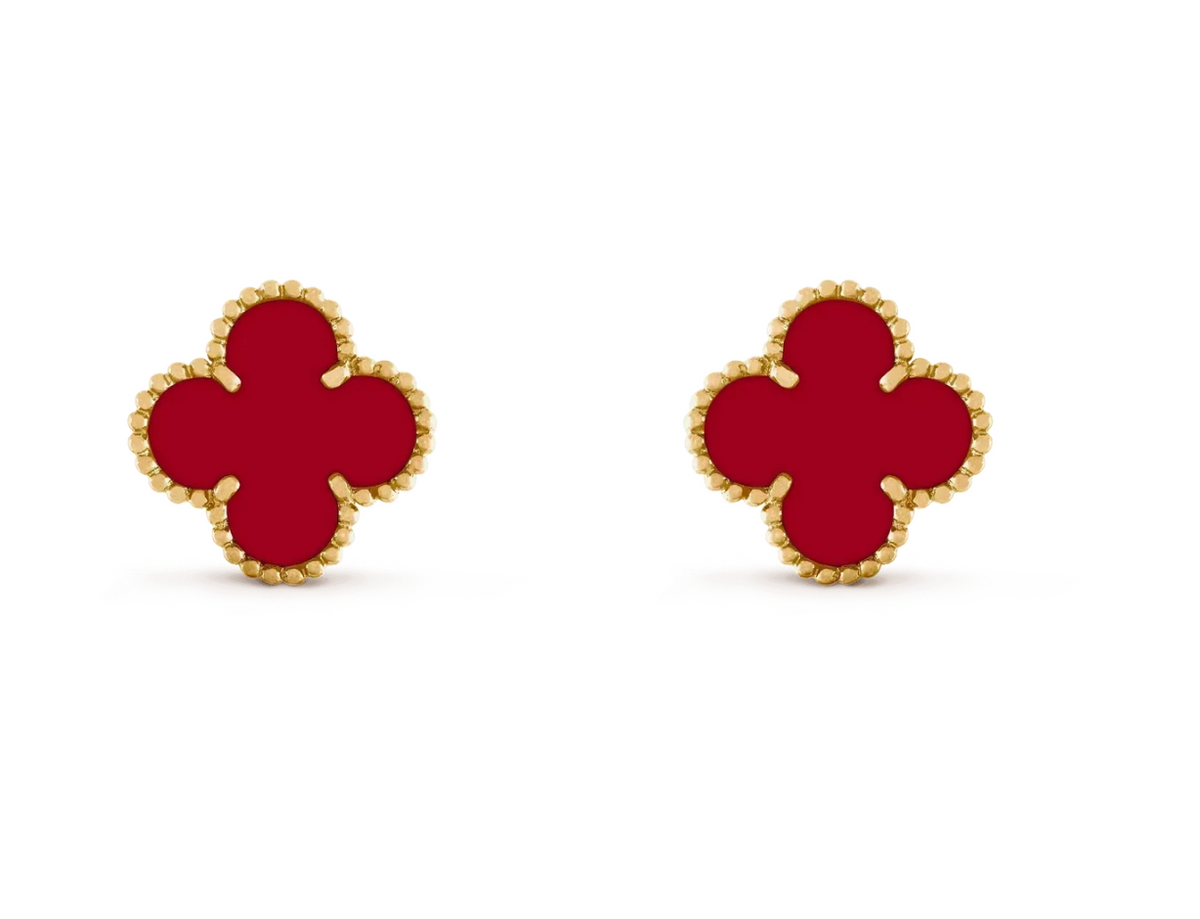 [⭐Lioran] CLOVER 20MM RED AGATE EARRINGS