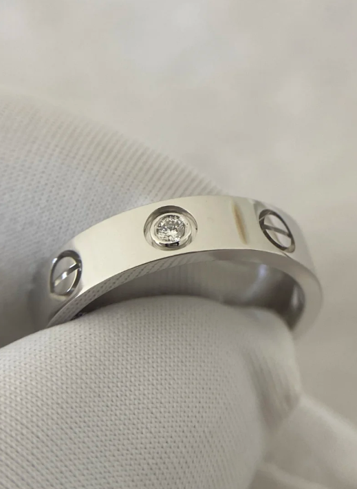[⭐Lioran]LOVE RING 4MM 1 DIAMOND SILVER