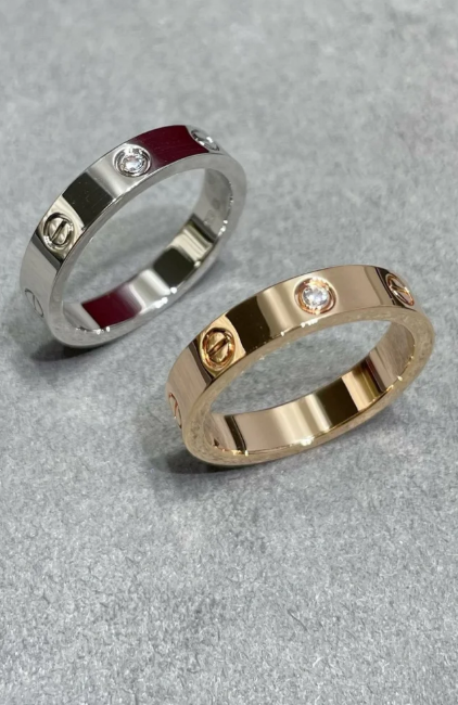 [⭐Lioran]LOVE RING 4MM 1 DIAMOND SILVER