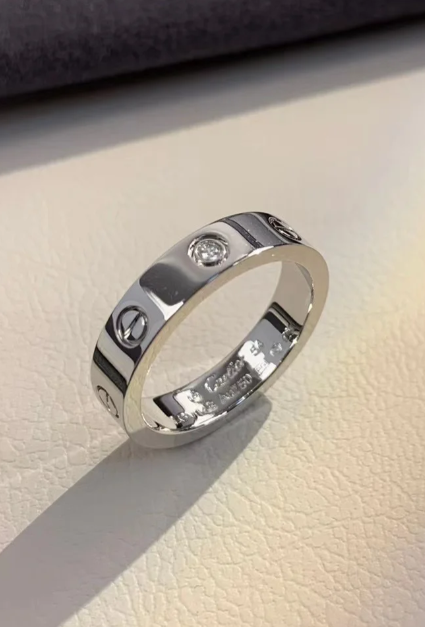 [⭐Lioran]LOVE RING 4MM 1 DIAMOND SILVER