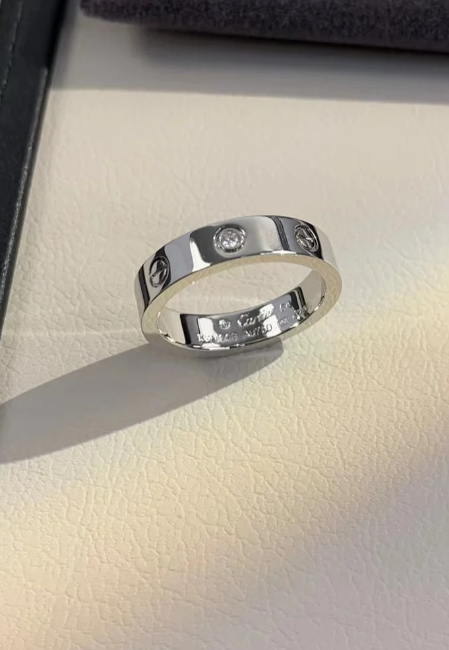 [⭐Lioran]LOVE RING 4MM 1 DIAMOND SILVER