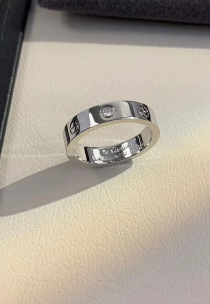 [⭐Lioran]LOVE RING 4MM 1 DIAMOND SILVER