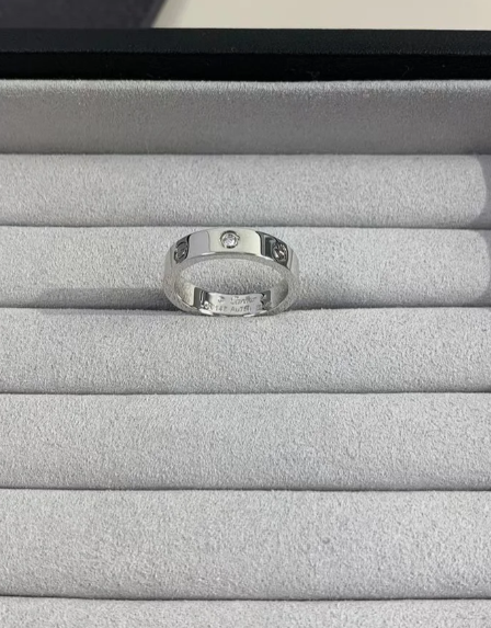 [⭐Lioran]LOVE RING 4MM 1 DIAMOND SILVER