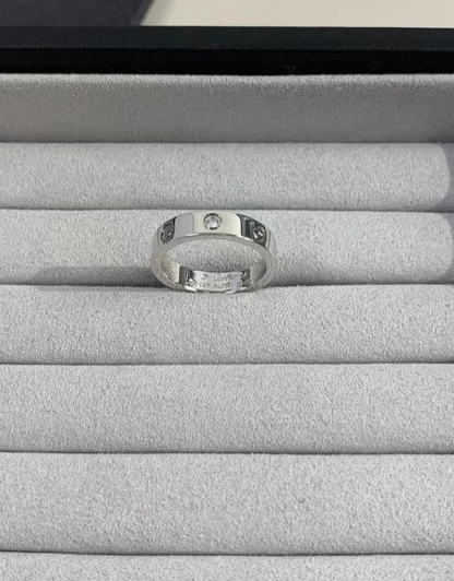 [⭐Lioran]LOVE RING 4MM 1 DIAMOND SILVER