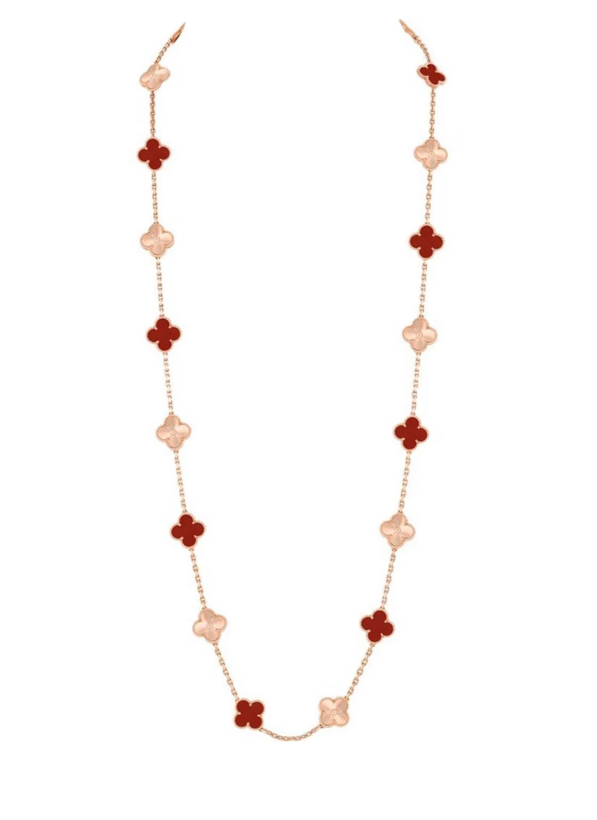 [⭐Lioran]CLOVER 20 MOTIFS LASER CARNELIAN NECKLACE