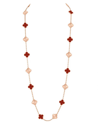 [⭐Lioran]CLOVER 20 MOTIFS LASER CARNELIAN NECKLACE