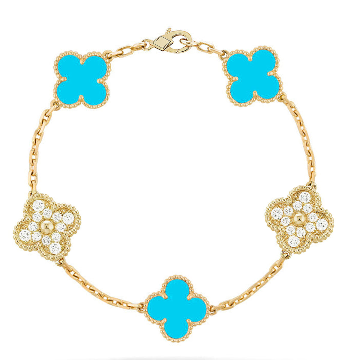 [⭐Lioran] CLOVER 5 MOTIF TURQUOISE BRACELET COLLECTION
