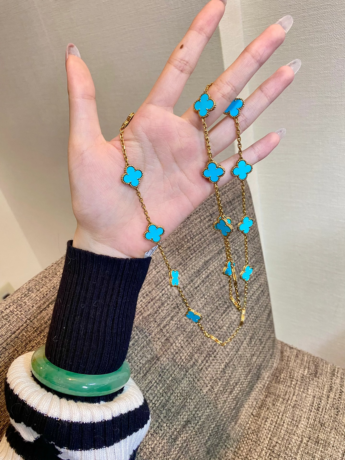 [⭐Lioran]CLOVER 20 MOTIFS TURQUOISE GOLD