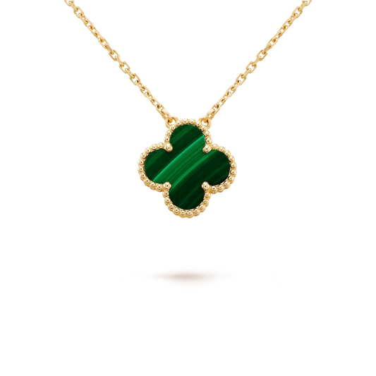 [⭐Lioran]CLOVER 15MM MALACHITE SINGLE FLOWER  NECKLACE