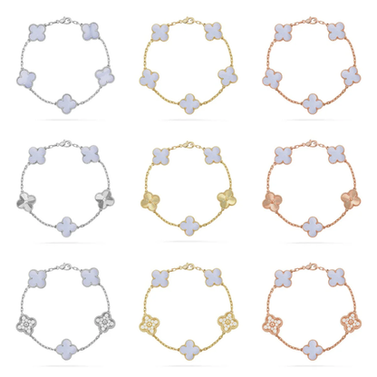 [⭐Lioran] CLOVER 5 MOTIF PURPLE CHALCEDONY BRACELET COLLECTION