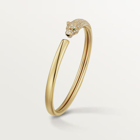 [⭐Lioran]PANTHERE HALF DIAMOND OPEN BRACELET