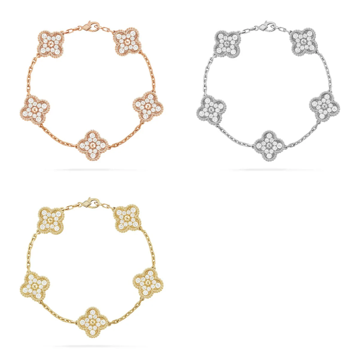 [⭐Lioran] CLOVER 5 MOTIF FULL DIAMOND BRACELET COLLECTION