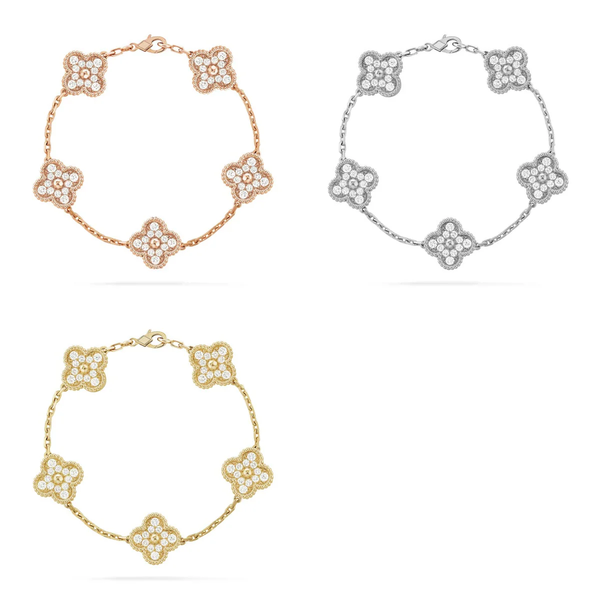 [⭐Lioran] CLOVER 5 MOTIF FULL DIAMOND BRACELET COLLECTION